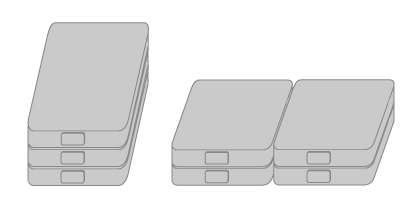 形状と直並列に応じた角型リチウムイオン電池の配列